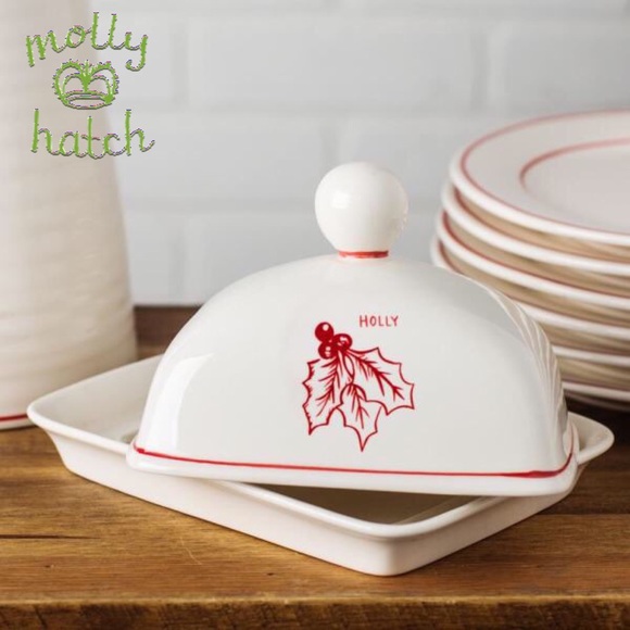 Molly Hatch Holiday Butter Dish: Mistletoe - Picture 1 of 6